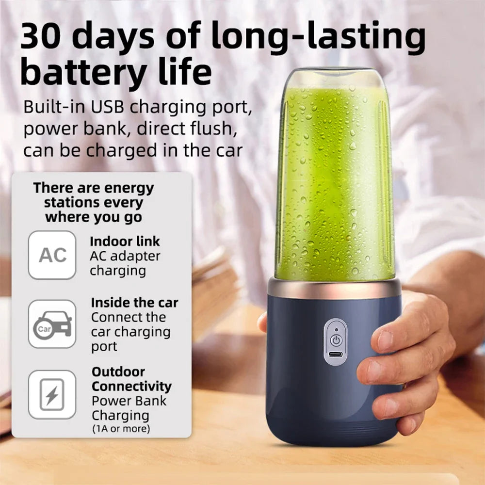 "Portable 6-Blade Electric Blender & Smoothies Maker